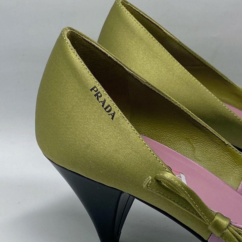 Prada Raso 50MM Colorblock Kitten Pumps size 38.5 - Picture 7 of 12
